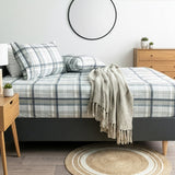 Park Avenue 175 GSM Egyptian Cotton Flannelette Kids Fitted Sheet & Pillowcase Set - Heathered Plaid