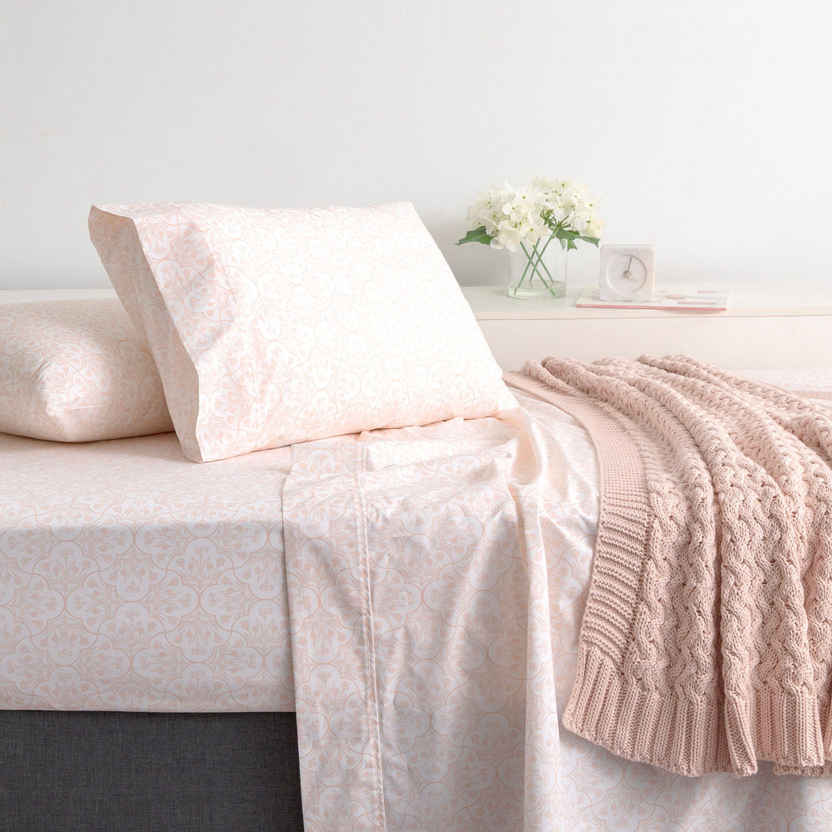 Renee Taylor Meadow 300TC Organic Cotton Sheet Set - Blush Floral (GOTS Certified)