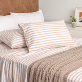 Renee Taylor Oxford 300TC Organic Cotton Sheet Set - Blush Stripe (GOTS Certified)