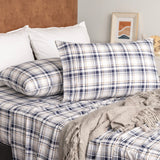 Renee Taylor Glenbrook 300TC Organic Cotton Sheet Set - Blue Check (GOTS Certified)