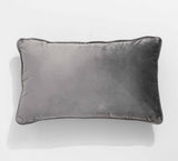 Renee Taylor Icon Velvet Cushion - Steel (Rectangle Decorative Throw Pillow - 30 x 50cm)