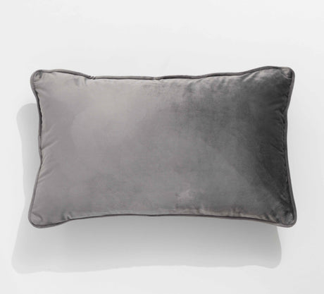 Renee Taylor Icon Velvet Cushion - Steel (Rectangle Decorative Throw Pillow - 30 x 50cm)