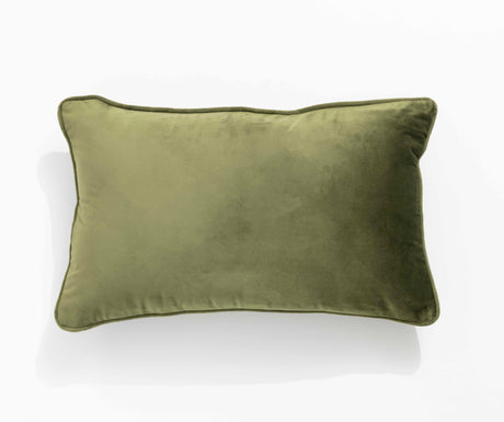 Renee Taylor Icon Velvet Cushion - Moss (Rectangle Decorative Throw Pillow - 30 x 50cm)