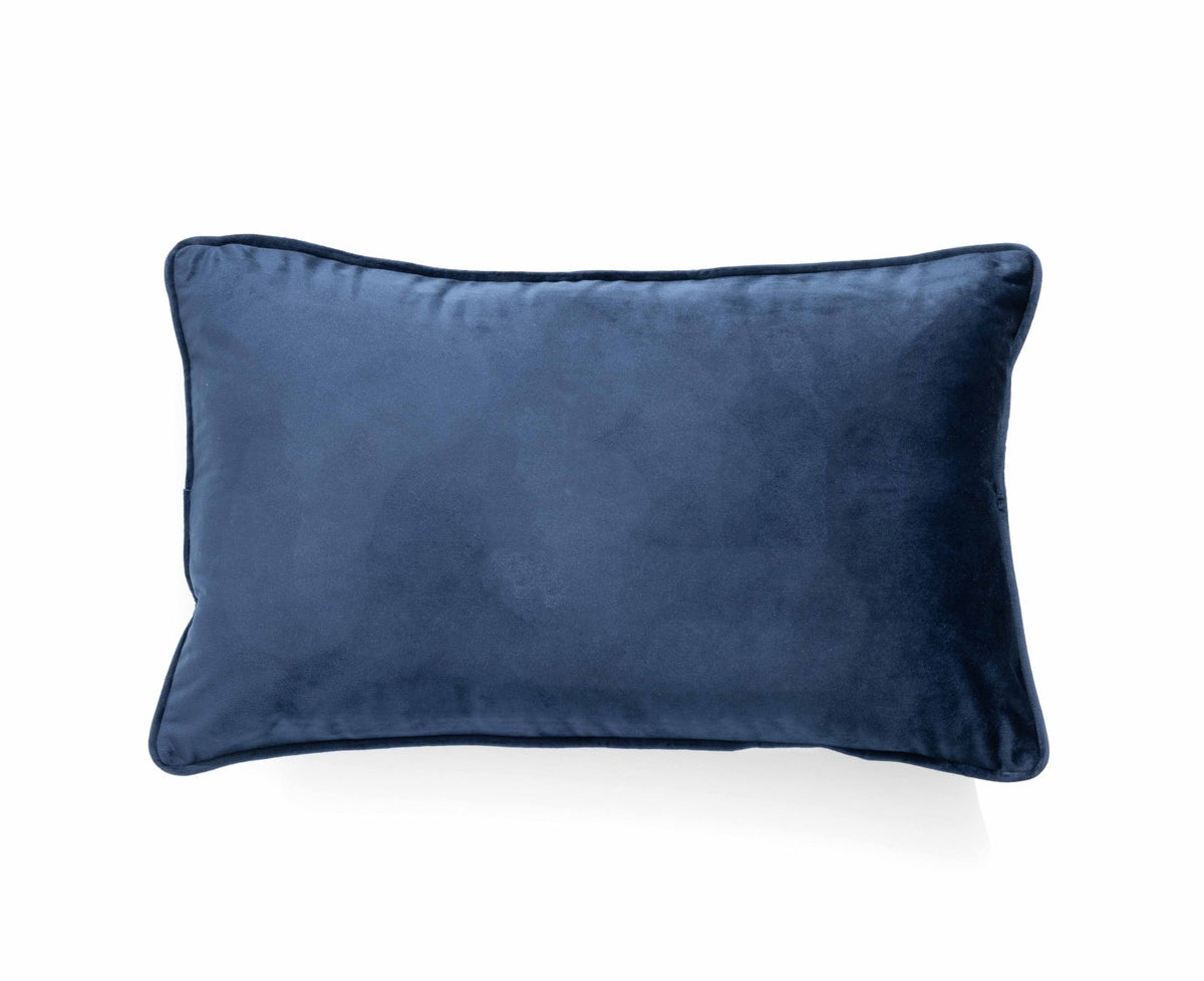 Renee Taylor Icon Velvet Cushion - Navy (Rectangle Decorative Throw Pillow - 30 x 50cm)