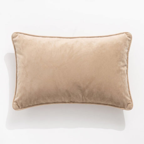 Renee Taylor Icon Velvet Cushion - Beige (Rectangle Decorative Throw Pillow - 30 x 50cm)