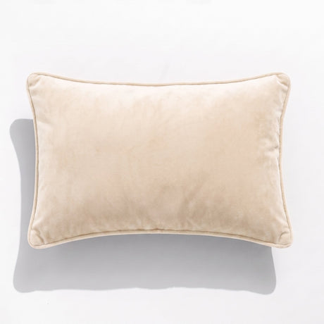 Renee Taylor Icon Velvet Cushion - Ivory (Rectangle Decorative Throw Pillow - 30 x 50cm)
