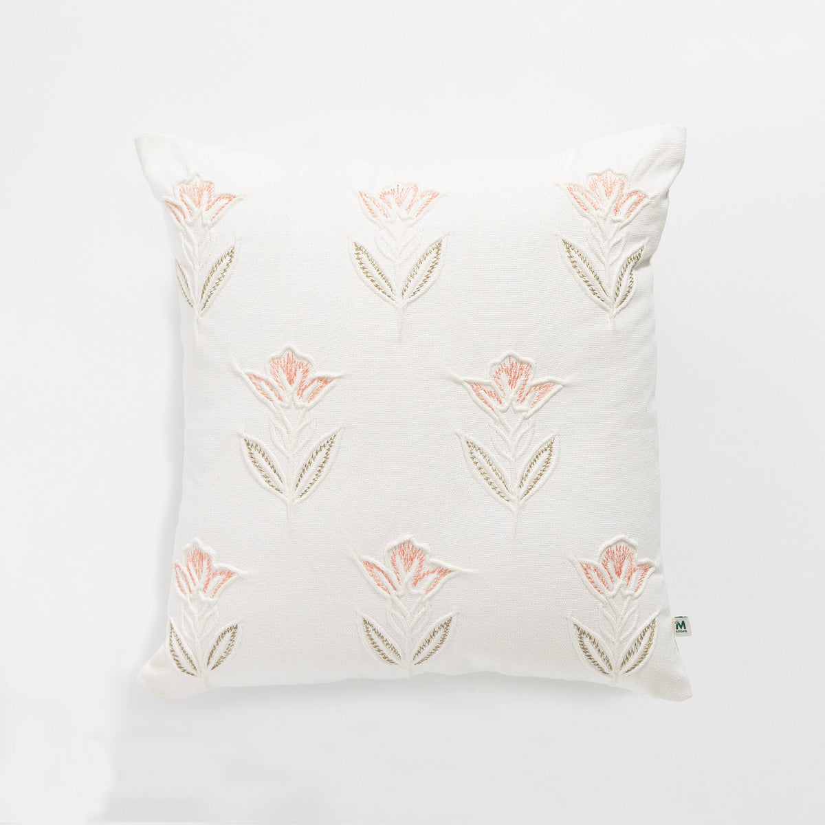 Renee Taylor Avani Cotton Cushion - Blush Floral (Square Decorative Throw Pillow - 50 x 50cm)