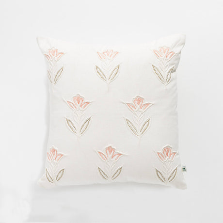 Renee Taylor Avani Cotton Cushion - Blush Floral (Square Decorative Throw Pillow - 50 x 50cm)
