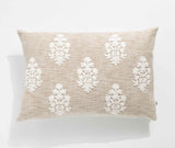 Renee Taylor Mirabella Cotton Cushion - Natural Embroidered (Rectangle Decorative Throw Pillow - 35 x 50cm)