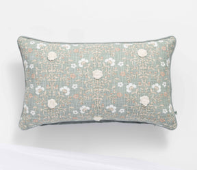 Renee Taylor Claudia Cotton Cushion - Sage Botanical (Rectangle Decorative Throw Pillow - 35 x 60cm)