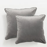 2x Renee Taylor Icon Velvet Cushion - Steel (Square Decorative Throw Pillow Twin Pack - 50 x 50cm)