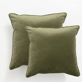 2x Renee Taylor Icon Velvet Cushion - Moss (Square Decorative Throw Pillow Twin Pack - 50 x 50cm)