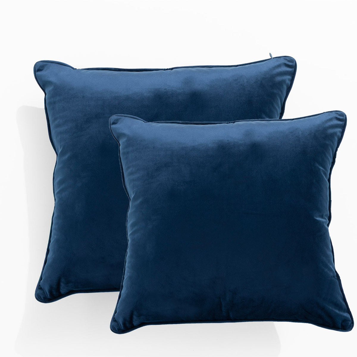 2x Renee Taylor Icon Velvet Cushion - Navy (Square Decorative Throw Pillow Twin Pack - 50 x 50cm)