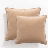 2x Renee Taylor Icon Velvet Cushion - Beige (Square Decorative Throw Pillow Twin Pack - 50 x 50cm)