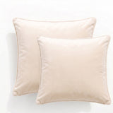 2x Renee Taylor Icon Velvet Cushion - Ivory (Square Decorative Throw Pillow Twin Pack - 50 x 50cm)