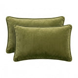 2x Renee Taylor Icon Velvet Cushion - Moss (Rectangle Decorative Throw Pillow Twin Pack - 30 x 50cm)