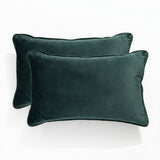 2x Renee Taylor Icon Velvet Cushion - Emerald (Rectangle Decorative Throw Pillow Twin Pack - 30 x 50cm)
