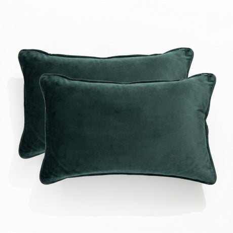 2x Renee Taylor Icon Velvet Cushion - Emerald (Rectangle Decorative Throw Pillow Twin Pack - 30 x 50cm)
