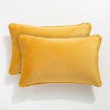2x Renee Taylor Icon Velvet Cushion - Gold (Rectangle Decorative Throw Pillow Twin Pack - 30 x 50cm)