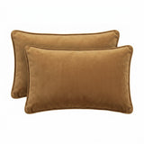 2x Renee Taylor Icon Velvet Cushion - Mustard Tan (Rectangle Decorative Throw Pillow Twin Pack - 30 x 50cm)