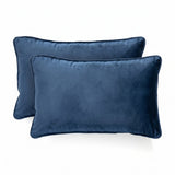 2x Renee Taylor Icon Velvet Cushion - Navy (Rectangle Decorative Throw Pillow Twin Pack - 30 x 50cm)