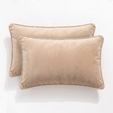 2x Renee Taylor Icon Velvet Cushion - Beige (Rectangle Decorative Throw Pillow Twin Pack - 30 x 50cm)