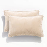 2x Renee Taylor Icon Velvet Cushion - Ivory (Rectangle Decorative Throw Pillow Twin Pack - 30 x 50cm)