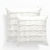 2x Renee Taylor Leiden Cotton Cushion - White (Square Decorative Throw Pillow Twin Pack - 50 x 50cm)