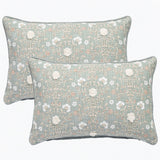 2x Renee Taylor Claudia Cotton Cushion - Sage Botanical (Rectangle Decorative Throw Pillow Twin Pack - 35 x 60cm)
