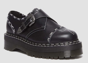 Dr. Martens Monk Quad GA Leather Shoes (Platform Gothic Americana) - Black Wanama