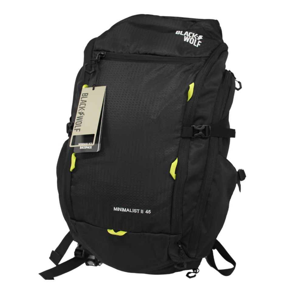 BlackWolf 45L Minimalist II Backpack Bag in Jet Black