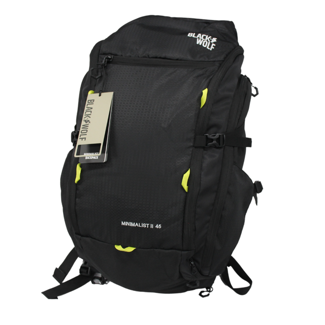 BlackWolf 45L Minimalist II Backpack Bag in Jet Black