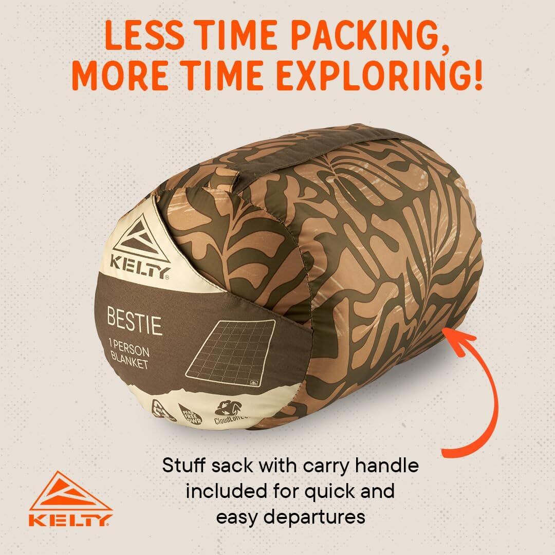 Kelty Bestie Blanket 1 Person Twin Large Lightweight Camping/Picnic Covering - Fern