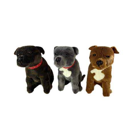 Bocchetta Lester 32cm Sitting Staffy Plush Toy - Brown (Realistic Stuffed Animal Dog Gift)