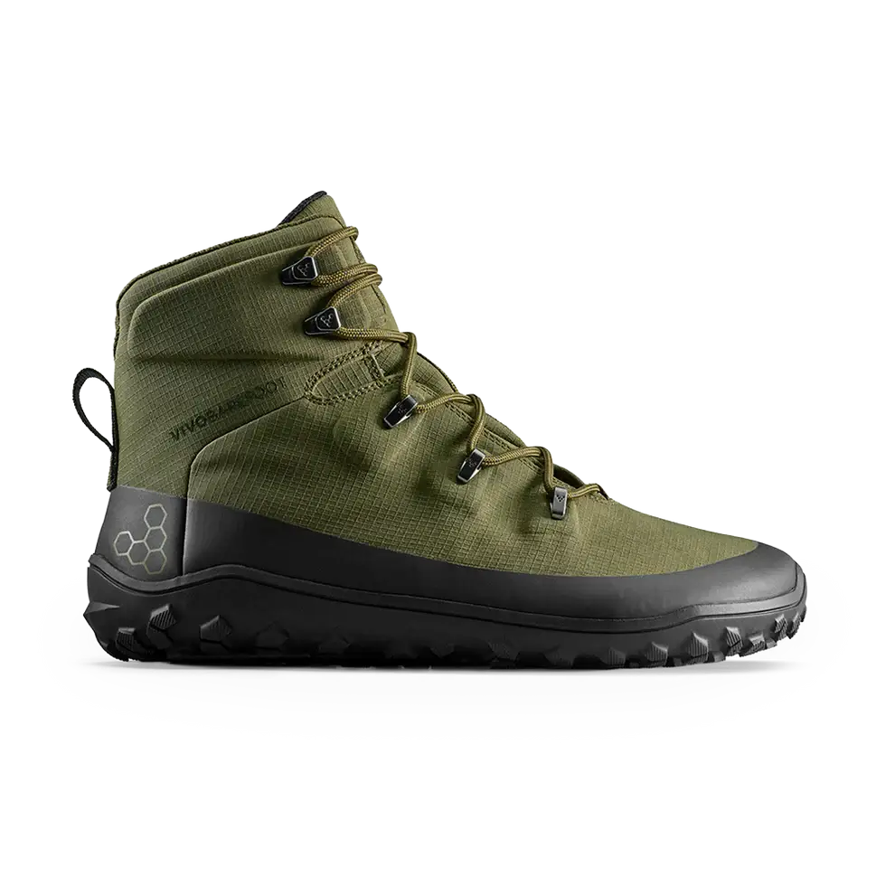 Vivobarefoot Womens Tracker Textile AT II Hiking Boots - Dark Olive (Waterproof Shoes)