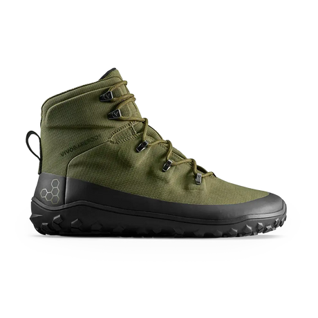 Vivobarefoot Mens Tracker Textile AT II Hiking Boots - Dark Olive (Waterproof Shoes)