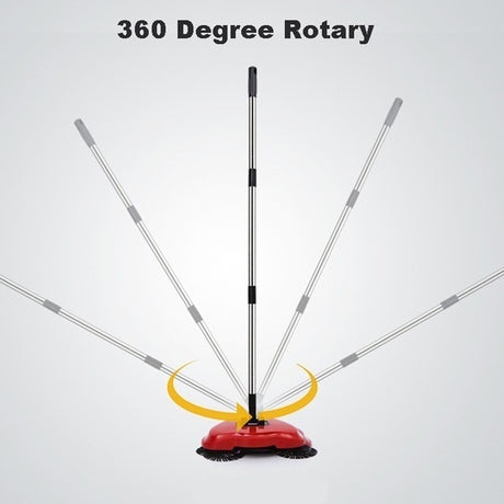 All-In-One Sweeper Vacuum Cleaner Non-Electric Broom Brush Hand-Push Spin 360