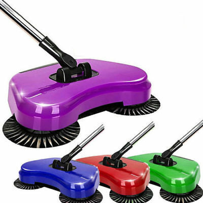 All-In-One Sweeper Vacuum Cleaner Non-Electric Broom Brush Hand-Push Spin 360