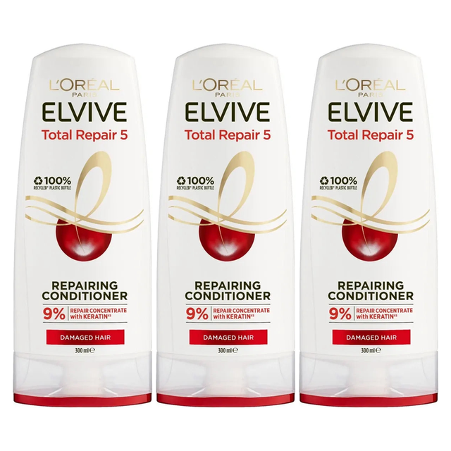 3x L'Oréal 300ml Elvive Total Repair 5 Hair Conditioner (Pack)