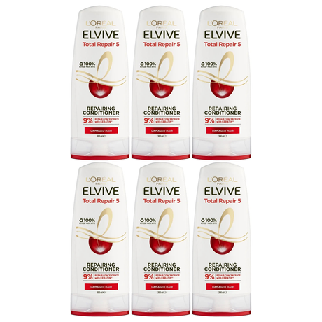 6x L'Oréal 300ml Elvive Total Repair 5 Hair Conditioner (Bulk Pack)