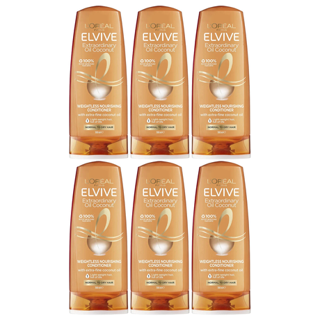 6x L'Oreal Paris Elvive Extraordinary Oil Coconut Conditioner 300ml (Bulk Pack)