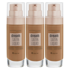 3x Maybelline Dream Satin Liquid Foundation with Hydrating Serum Pack - Classic Tan 53