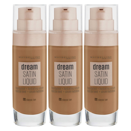3x Maybelline Dream Satin Liquid Foundation with Hydrating Serum Pack - Classic Tan 53