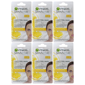 6x GARNIER 8mL Skin Active Juicy Peel Mask Lemon & Smoothing Active (Bulk Pack)