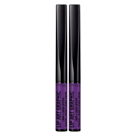 2x Rimmel London 2-in-1 Lip Art Graphic Liner + Liquid Lipstick Pack - 875 Master Piece