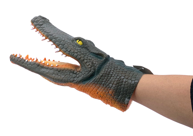 Realistic Crocodile Hand Puppet Multi-Colored Durable Rubber Toy for Kids & Adults