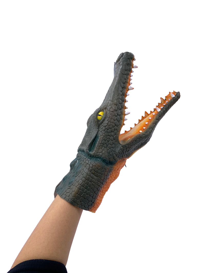 Realistic Crocodile Hand Puppet Multi-Colored Durable Rubber Toy for Kids & Adults