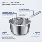 Tramontina Tempo 7 Piece Stainless Steel Cookware Set Induction in Silver