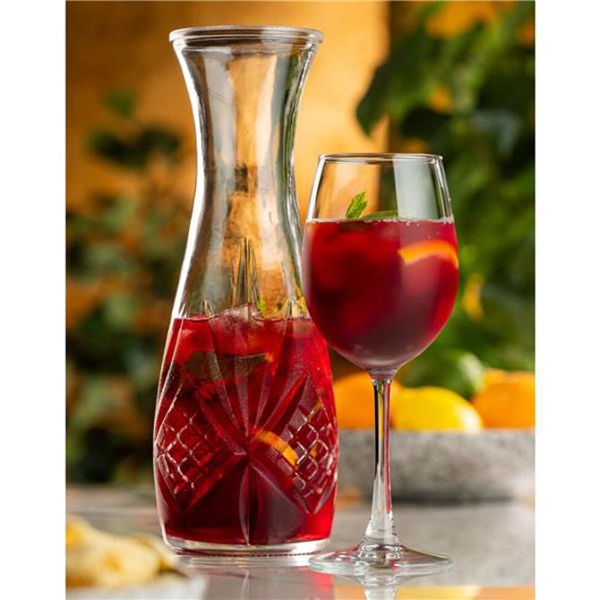 1L Crown Symphony Glass Carafe - Water Serving Jug/Vase (35oz)