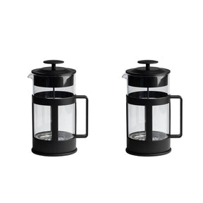 2x Euroline 1L Tea & Coffee Glass Plunger French Press (1000ml) - Black